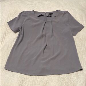 Ann Taylor Gray Boxy Pleated Blouse with Bib Collar